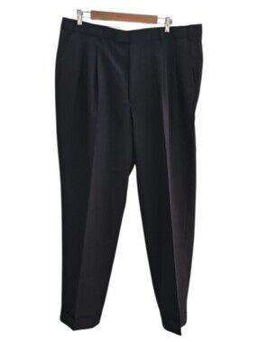 Alexandre London 100% Wool Pleated Dress Pants Men’s 40 Charcoal Pinstripe